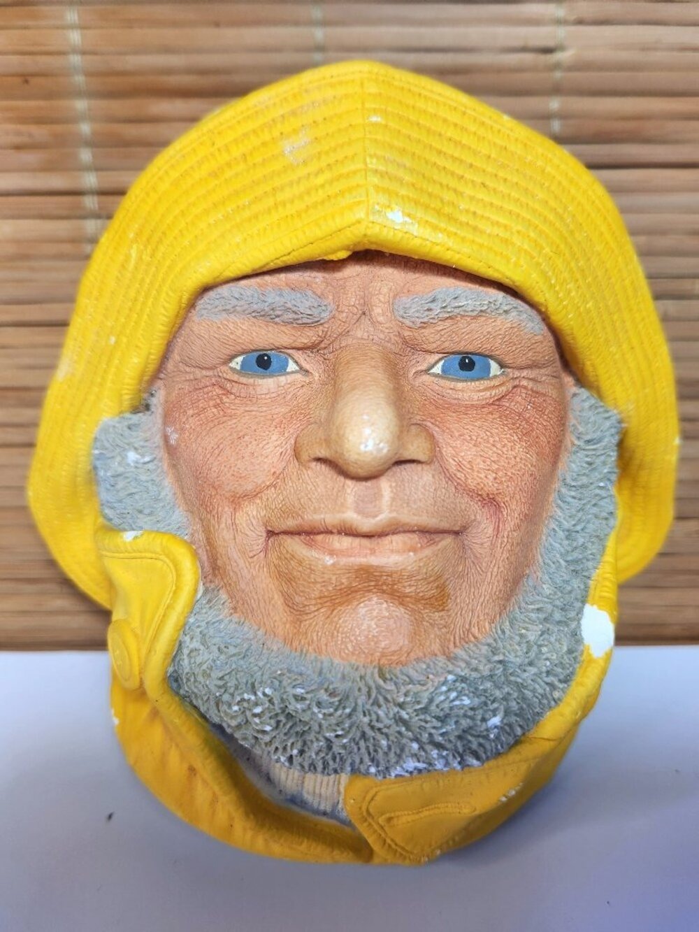 Vintage Legend Products Helmsman Chalkware Head 1984 Yellow Fisherman Wall Mask